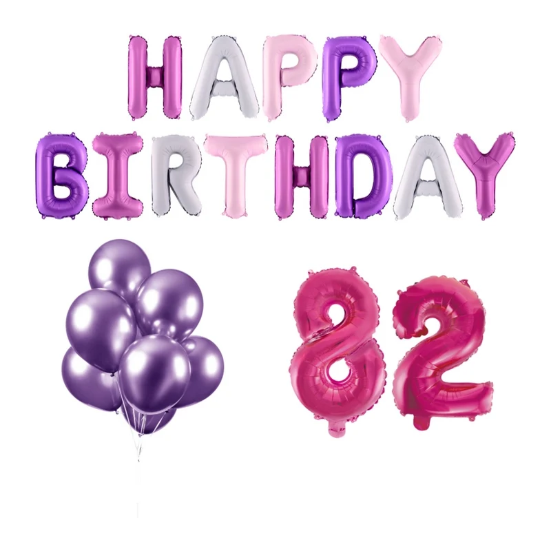 82 jaar Verjaardag Versiering Ballon Pakket Pastel & Roze
