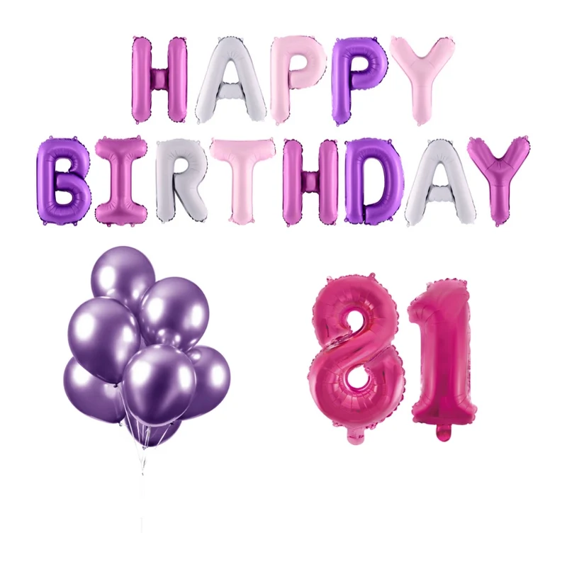81 jaar Verjaardag Versiering Ballon Pakket Pastel & Roze