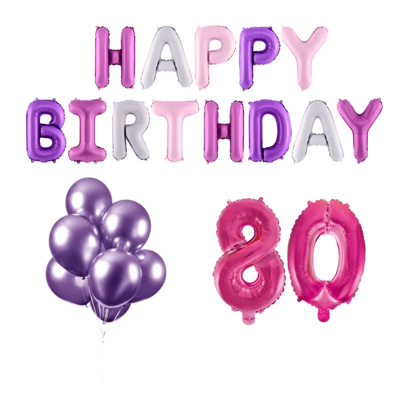 80 jaar Verjaardag Versiering Ballon Pakket Pastel & Roze