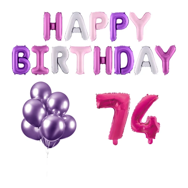 74 jaar Verjaardag Versiering Ballon Pakket Pastel & Roze