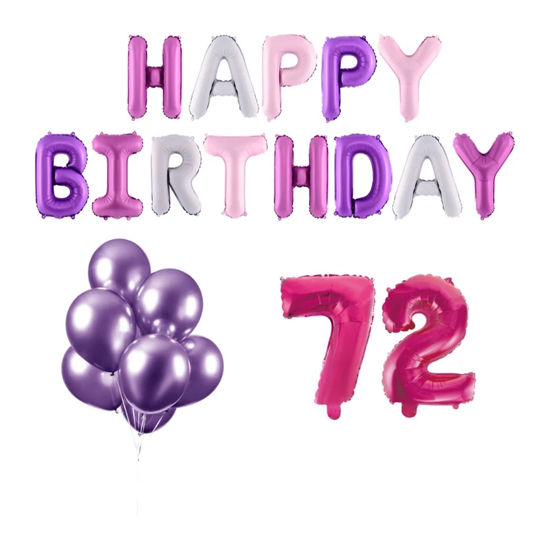 72 jaar Verjaardag Versiering Ballon Pakket Pastel & Roze