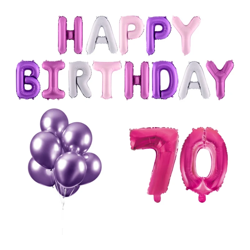 70 jaar Verjaardag Versiering Ballon Pakket Pastel & Roze