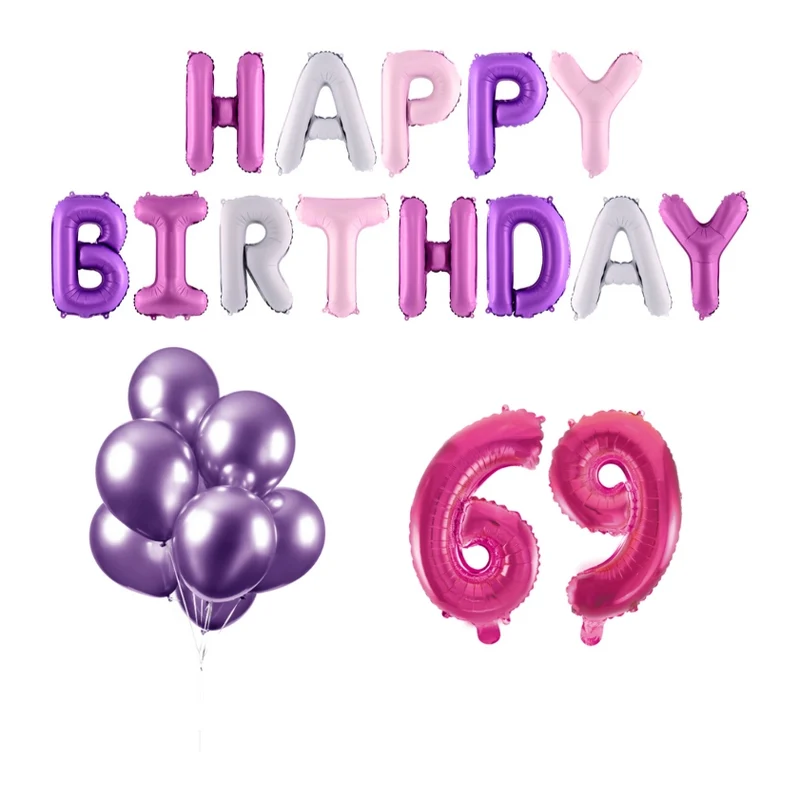 69 jaar Verjaardag Versiering Ballon Pakket Pastel & Roze