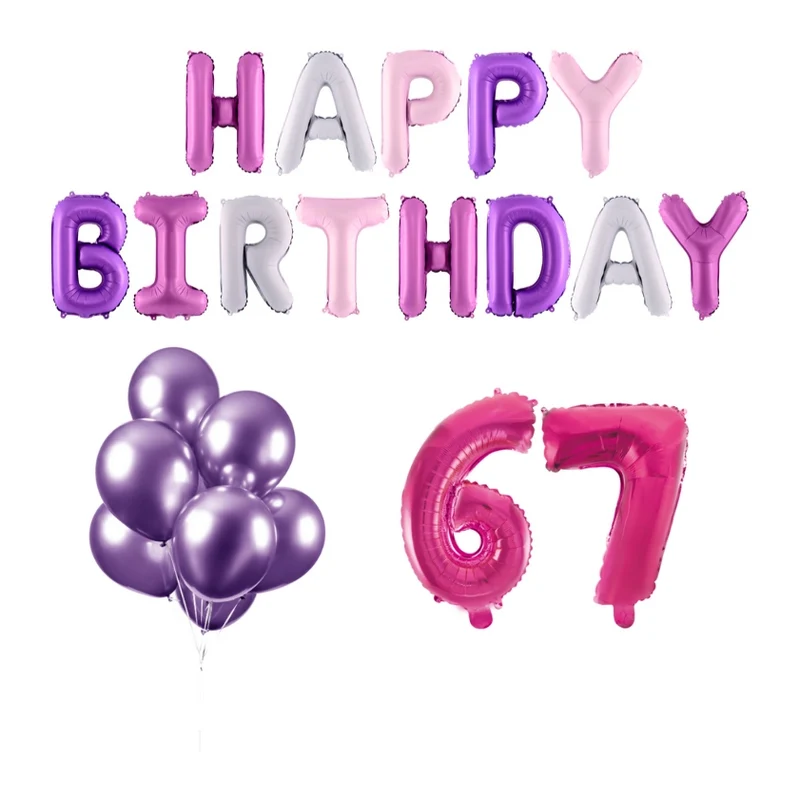 67 jaar Verjaardag Versiering Ballon Pakket Pastel & Roze