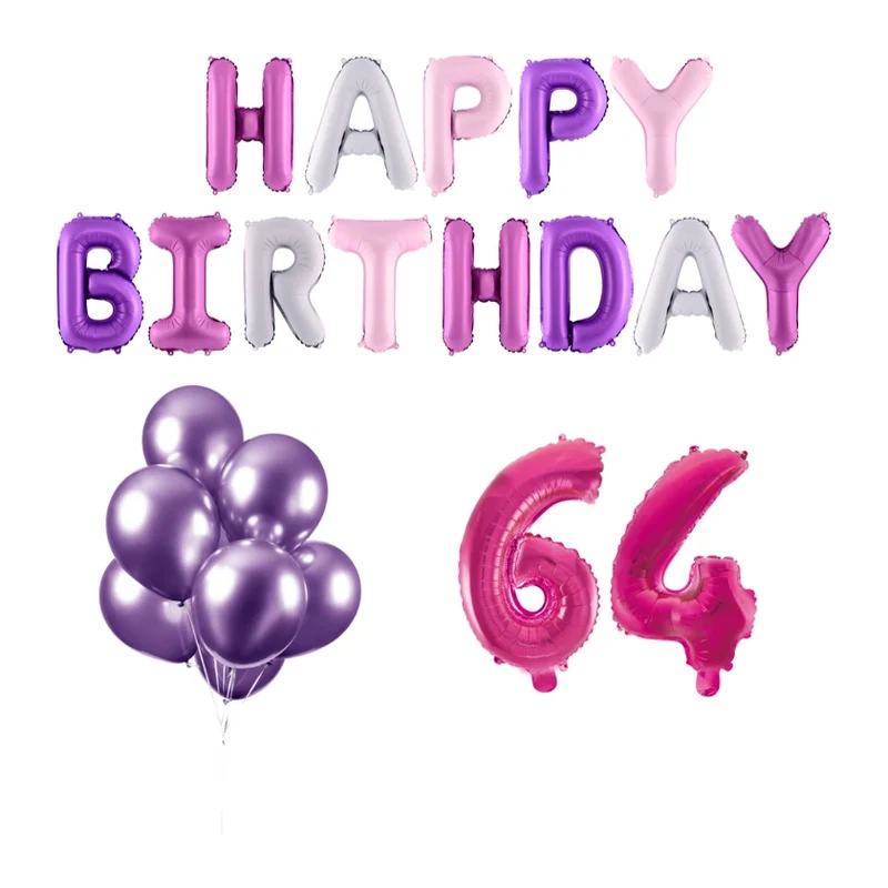 64 jaar Verjaardag Versiering Ballon Pakket Pastel & Roze