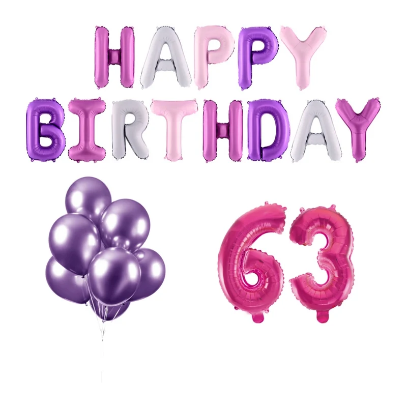 63 jaar Verjaardag Versiering Ballon Pakket Pastel & Roze