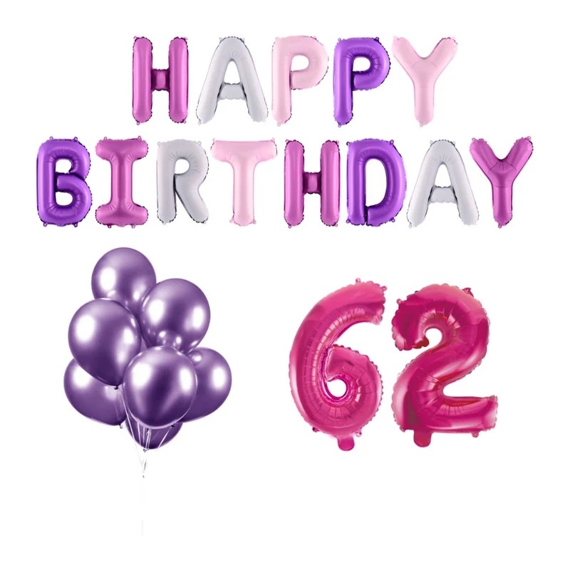 62 jaar Verjaardag Versiering Ballon Pakket Pastel & Roze