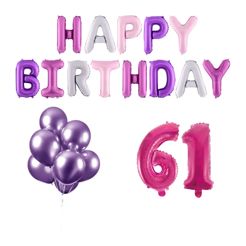 61 jaar Verjaardag Versiering Ballon Pakket Pastel & Roze