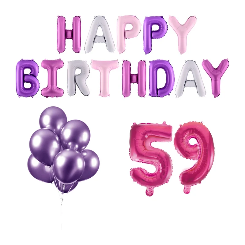59 jaar Verjaardag Versiering Ballon Pakket Pastel & Roze