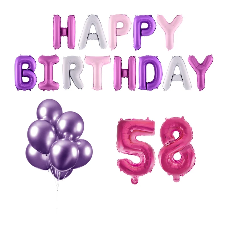 58 jaar Verjaardag Versiering Ballon Pakket Pastel & Roze