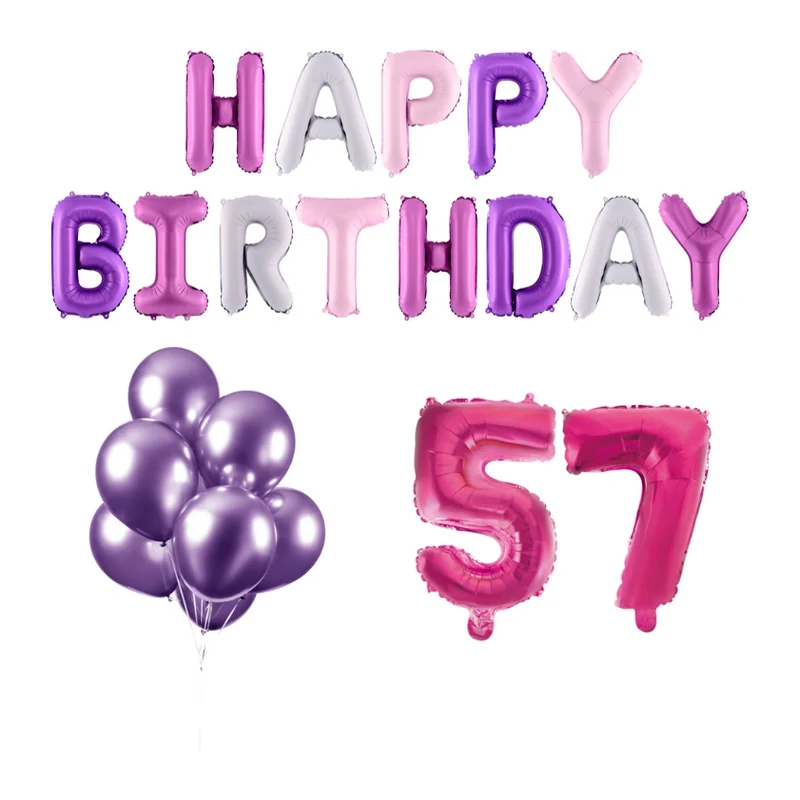 57 jaar Verjaardag Versiering Ballon Pakket Pastel & Roze