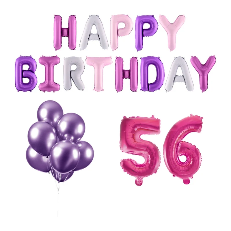 56 jaar Verjaardag Versiering Ballon Pakket Pastel & Roze