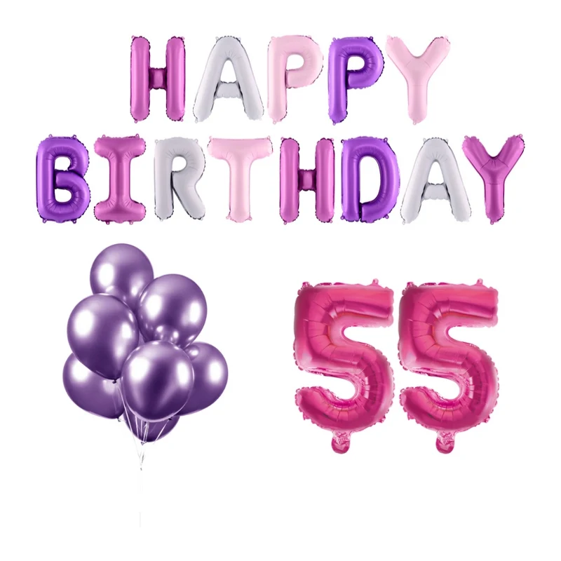 55 jaar Verjaardag Versiering Ballon Pakket Pastel & Roze