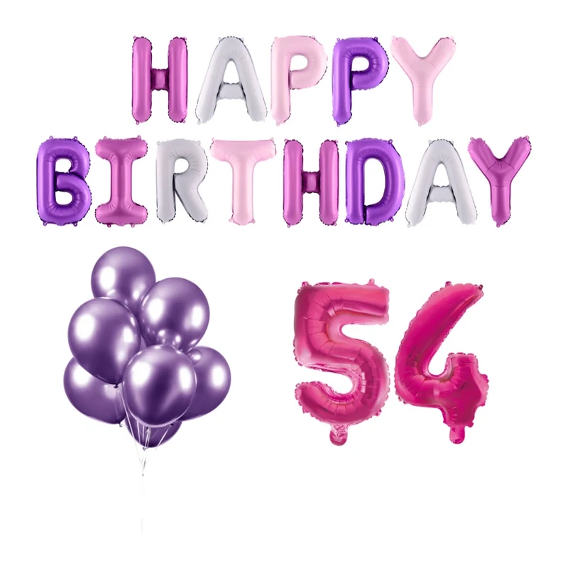 54 jaar Verjaardag Versiering Ballon Pakket Pastel & Roze