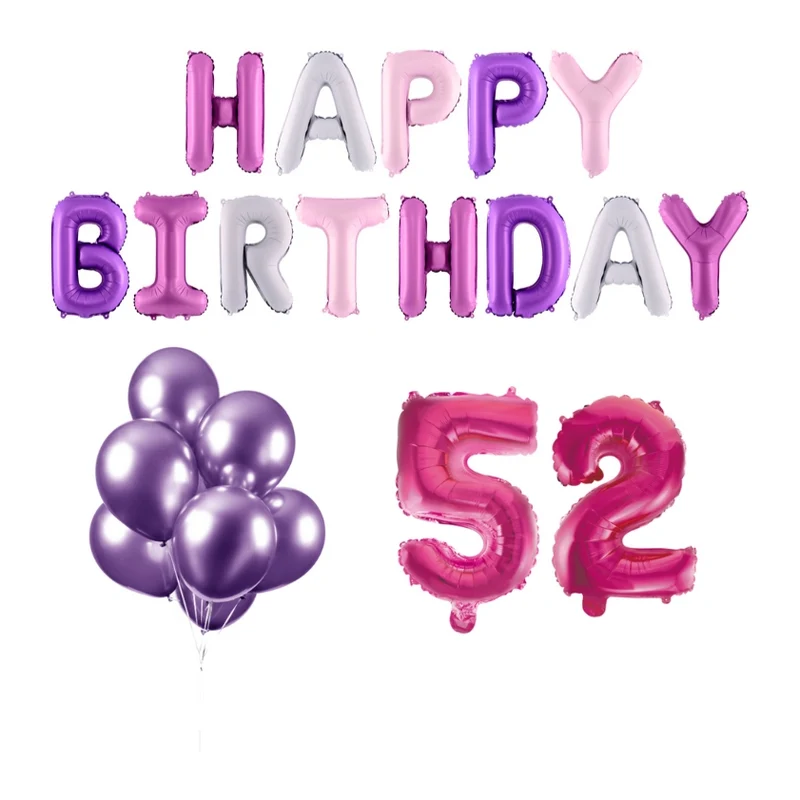 52 jaar Verjaardag Versiering Ballon Pakket Pastel & Roze