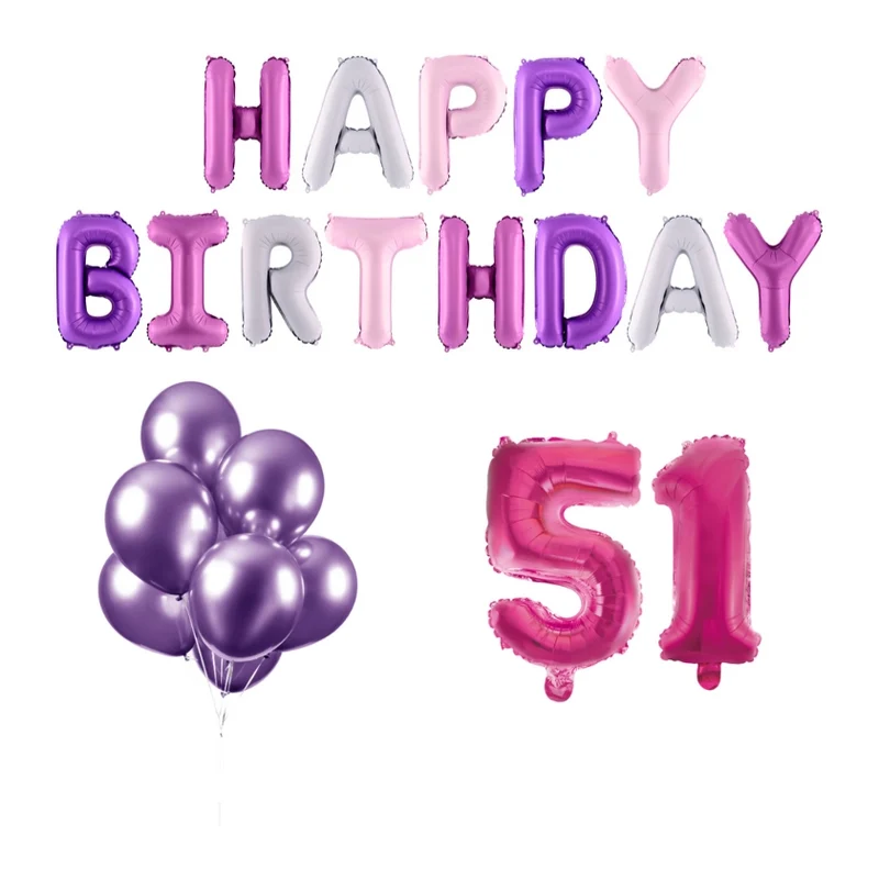 51 jaar Verjaardag Versiering Ballon Pakket Pastel & Roze