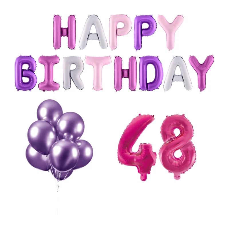 48 jaar Verjaardag Versiering Ballon Pakket Pastel & Roze