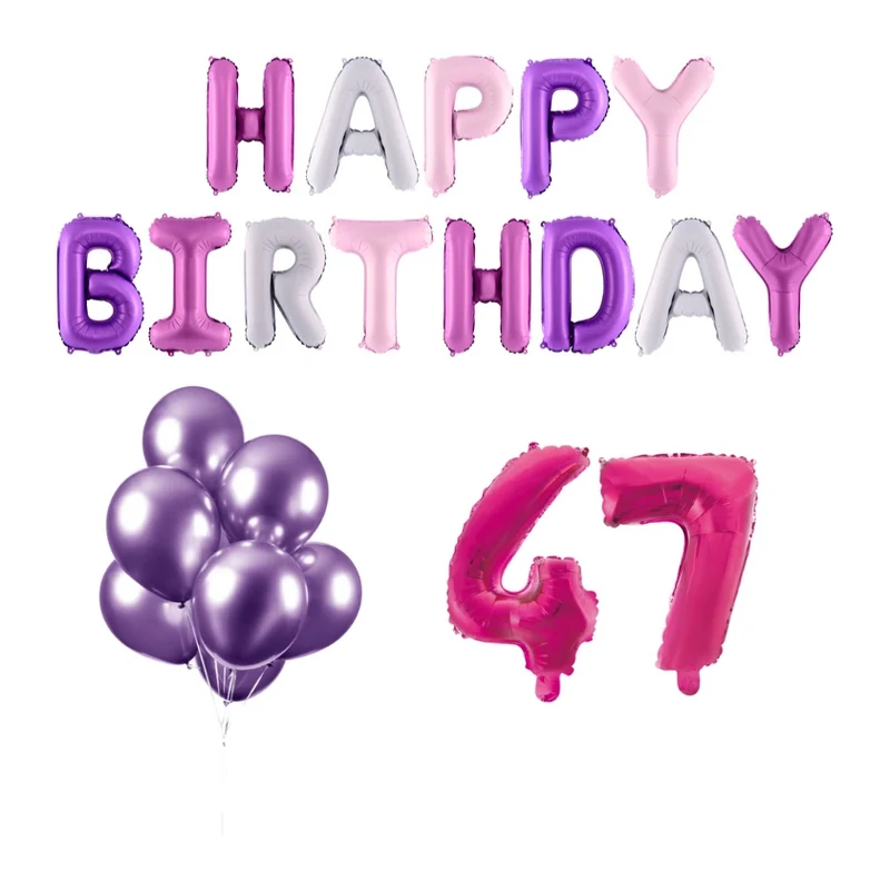 47 jaar Verjaardag Versiering Ballon Pakket Pastel & Roze