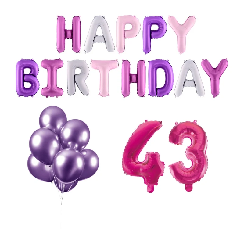 43 jaar Verjaardag Versiering Ballon Pakket Pastel & Roze