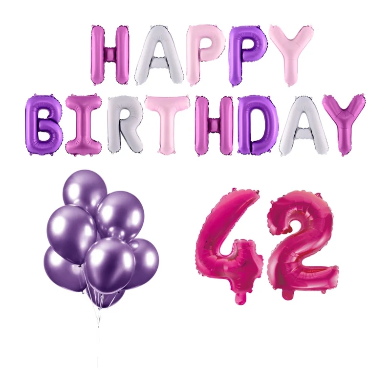 42 jaar Verjaardag Versiering Ballon Pakket Pastel & Roze
