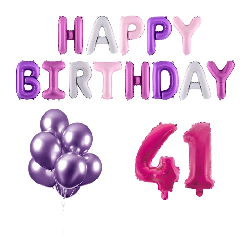 41 jaar Verjaardag Versiering Ballon Pakket Pastel & Roze