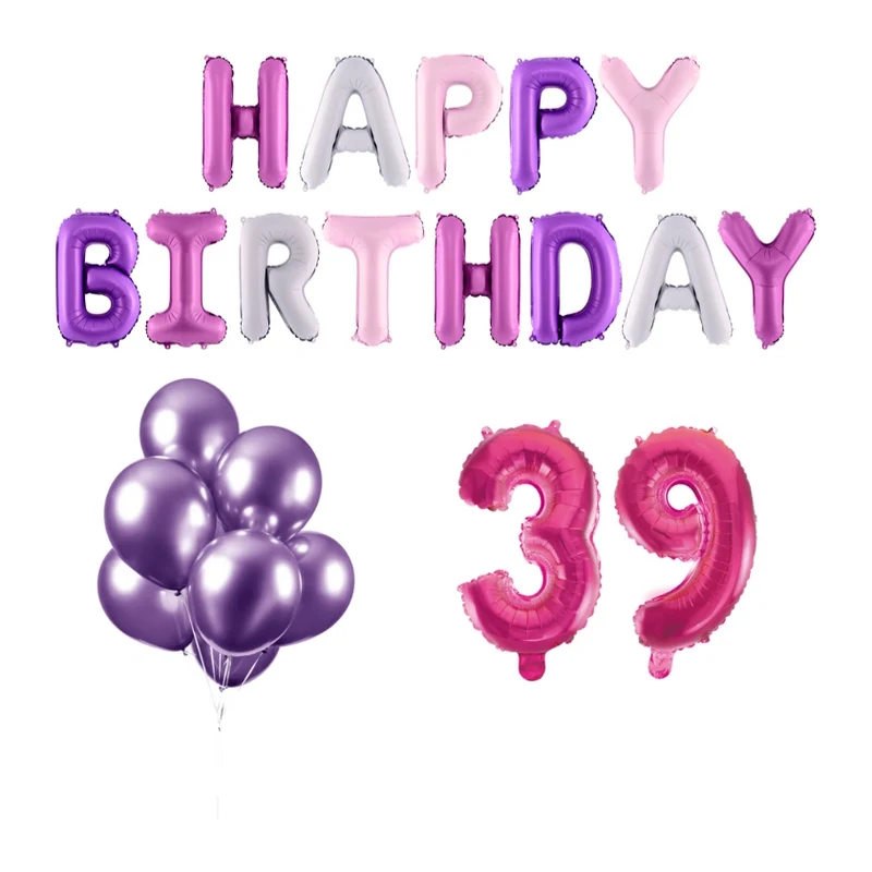 39 jaar Verjaardag Versiering Ballon Pakket Pastel & Roze