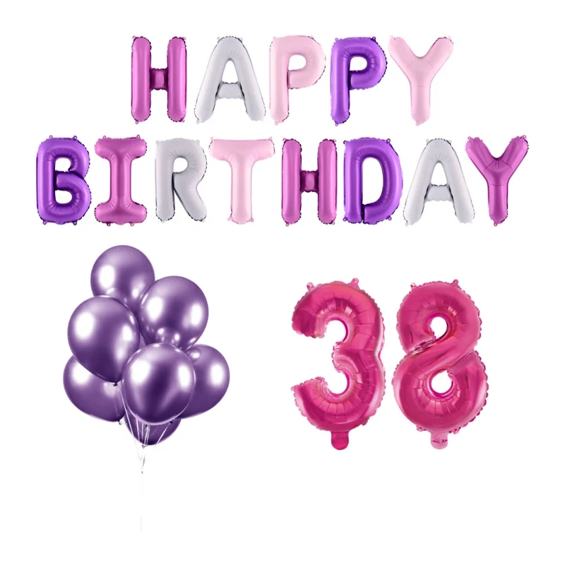 38 jaar Verjaardag Versiering Ballon Pakket Pastel & Roze