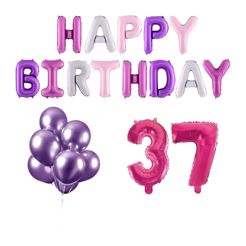 37 jaar Verjaardag Versiering Ballon Pakket Pastel & Roze