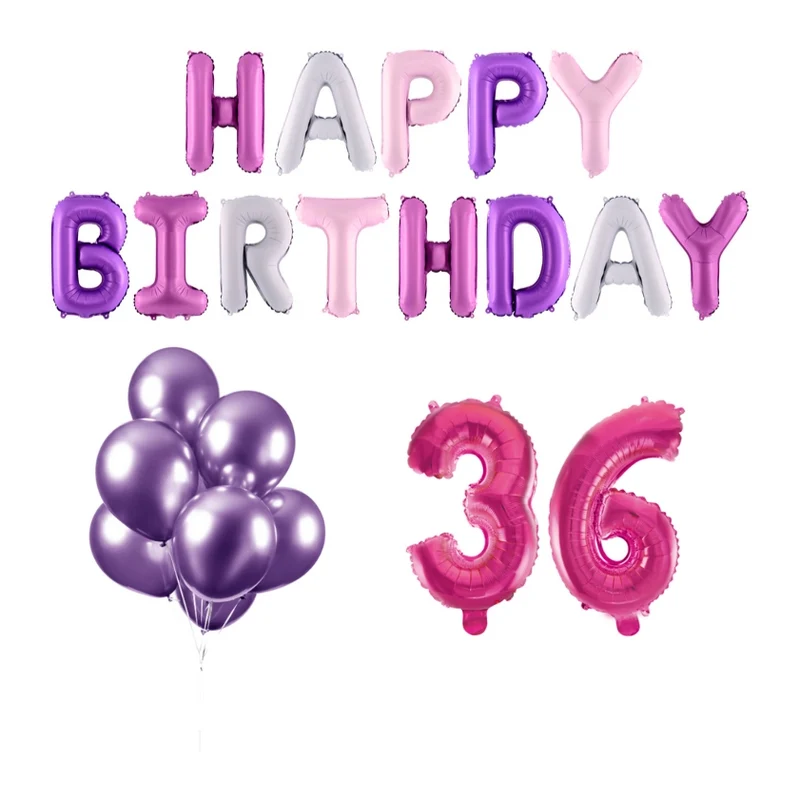 36 jaar Verjaardag Versiering Ballon Pakket Pastel & Roze