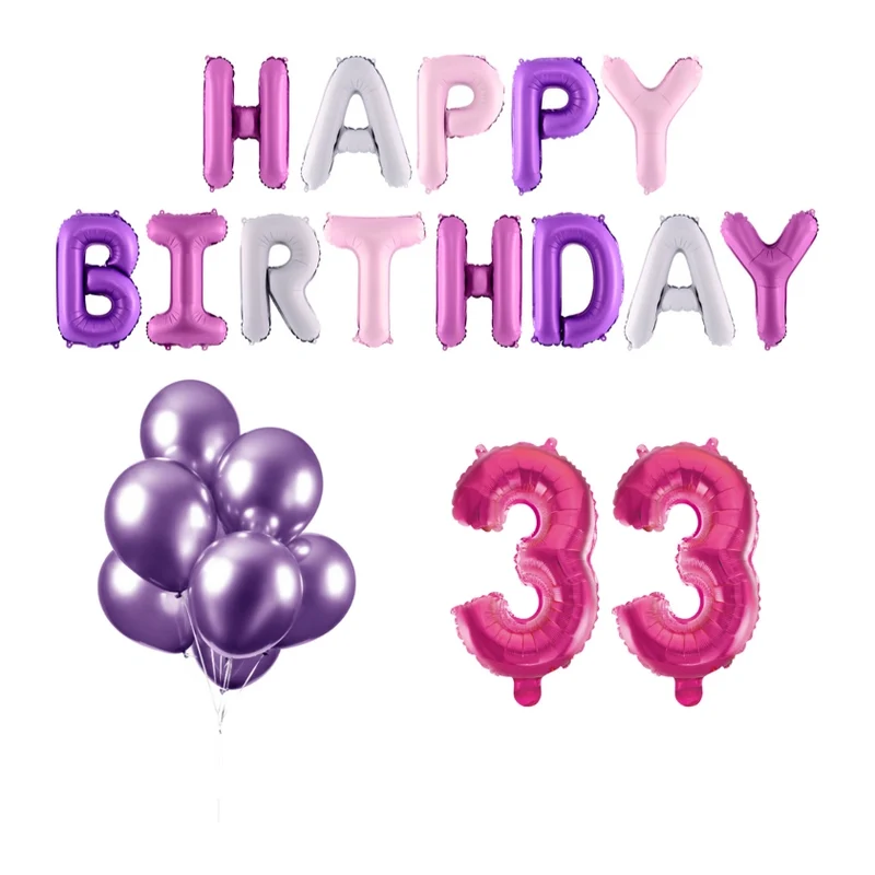 33 jaar Verjaardag Versiering Ballon Pakket Pastel & Roze