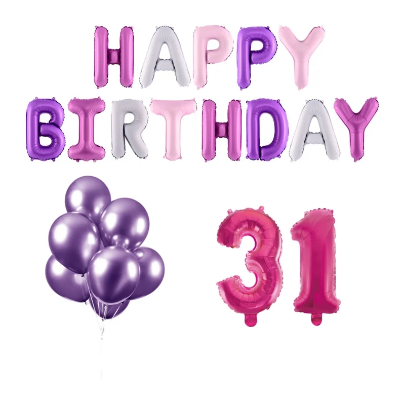 31 jaar Verjaardag Versiering Ballon Pakket Pastel & Roze