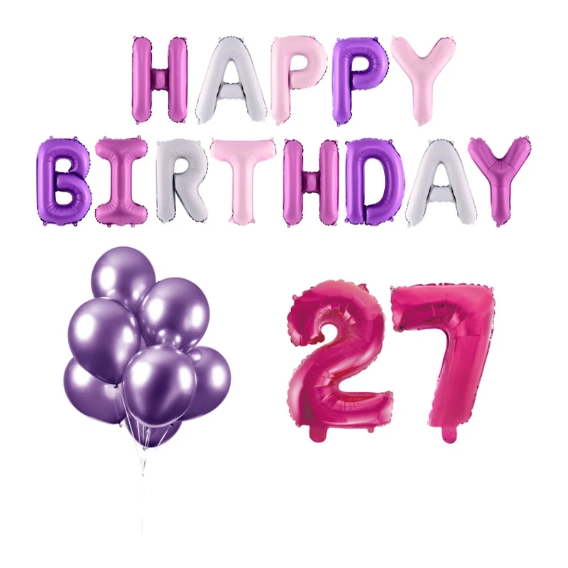 27 jaar Verjaardag Versiering Ballon Pakket Pastel & Roze
