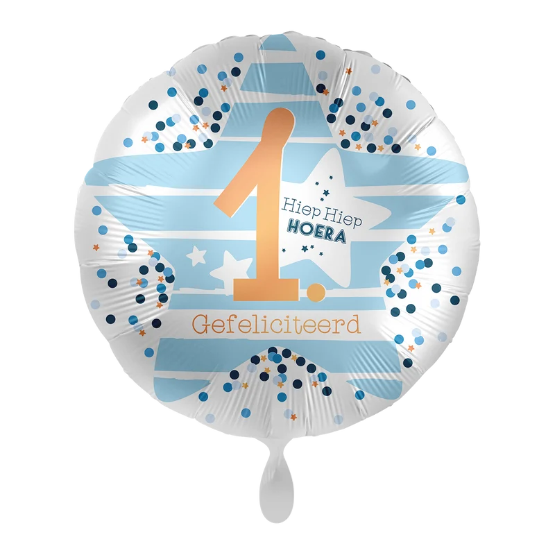 Folieballon 1 Hiep Hiep HOERA Gefeliciteerd