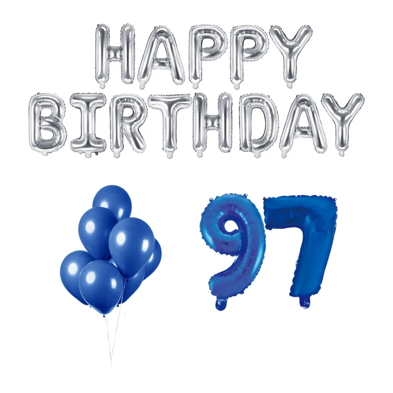 97 jaar Verjaardag Versiering Ballon Pakket Blauw & zilver