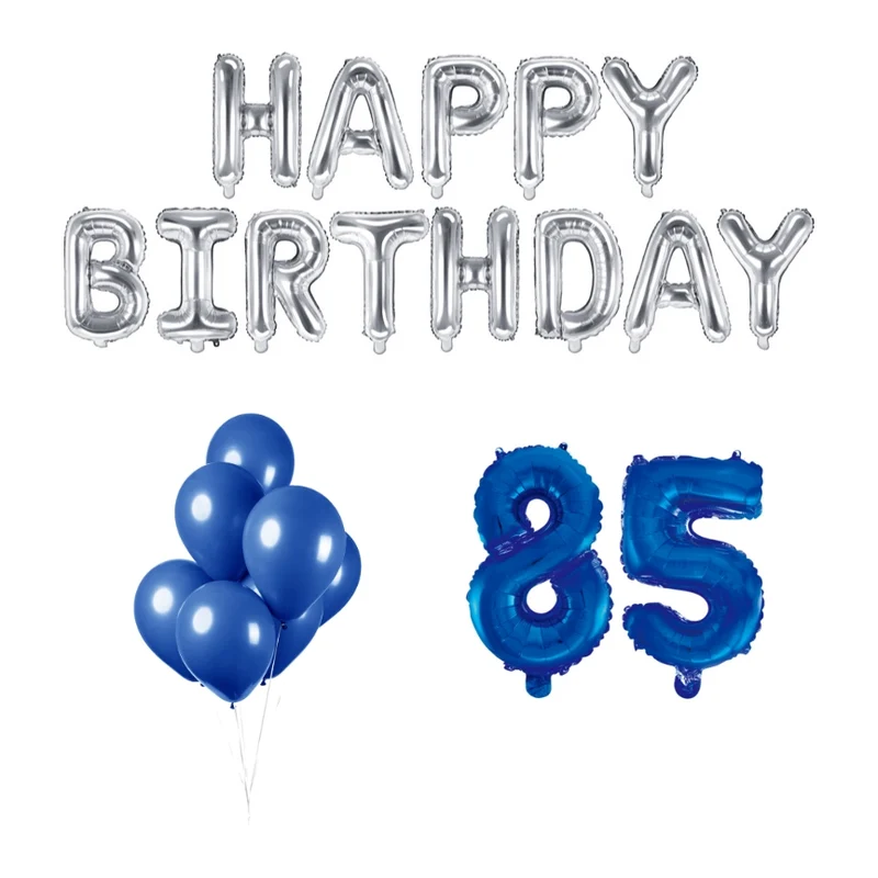 85 jaar Verjaardag Versiering Ballon Pakket Blauw & zilver
