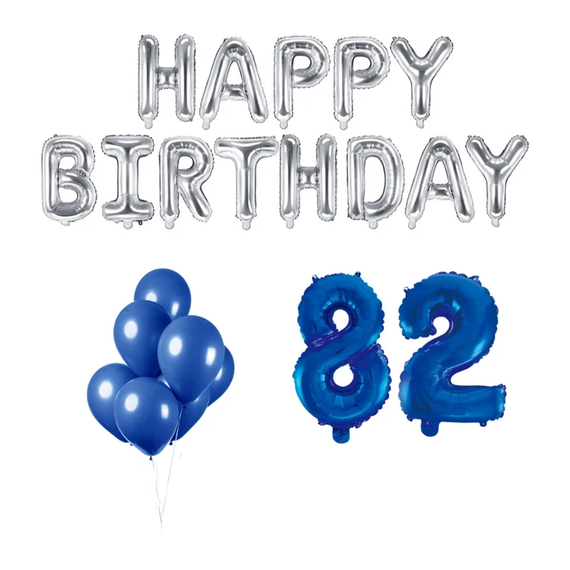 82 jaar Verjaardag Versiering Ballon Pakket Blauw & zilver