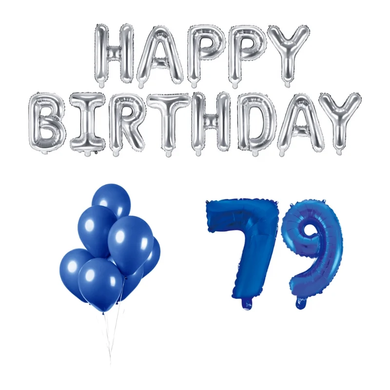 79 jaar Verjaardag Versiering Ballon Pakket Blauw & zilver