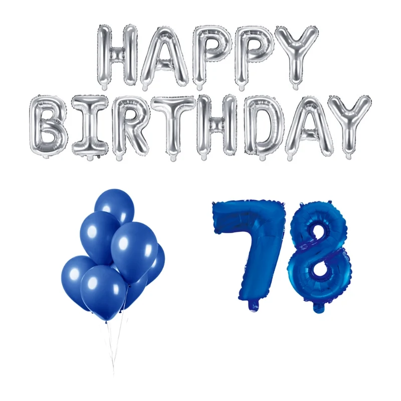 78 jaar Verjaardag Versiering Ballon Pakket Blauw & zilver