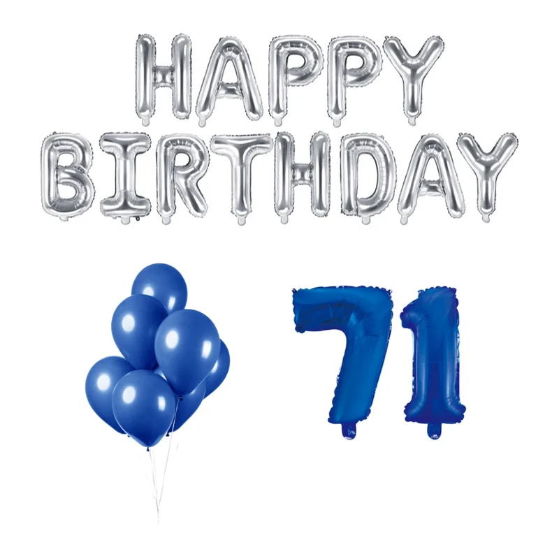 71 jaar Verjaardag Versiering Ballon Pakket Blauw & zilver