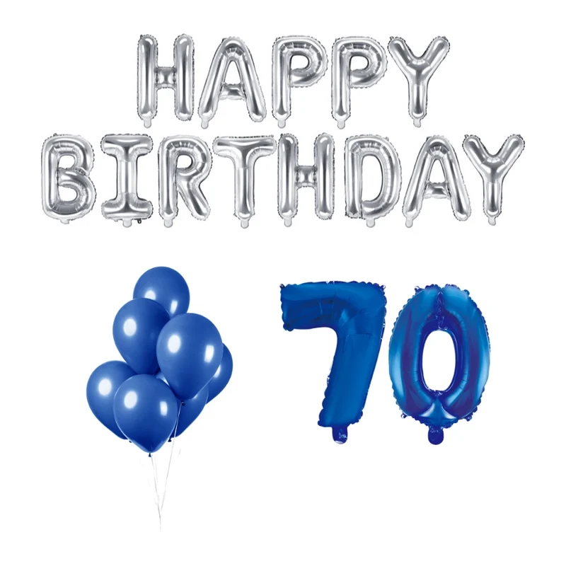 70 jaar Verjaardag Versiering Ballon Pakket Blauw & zilver