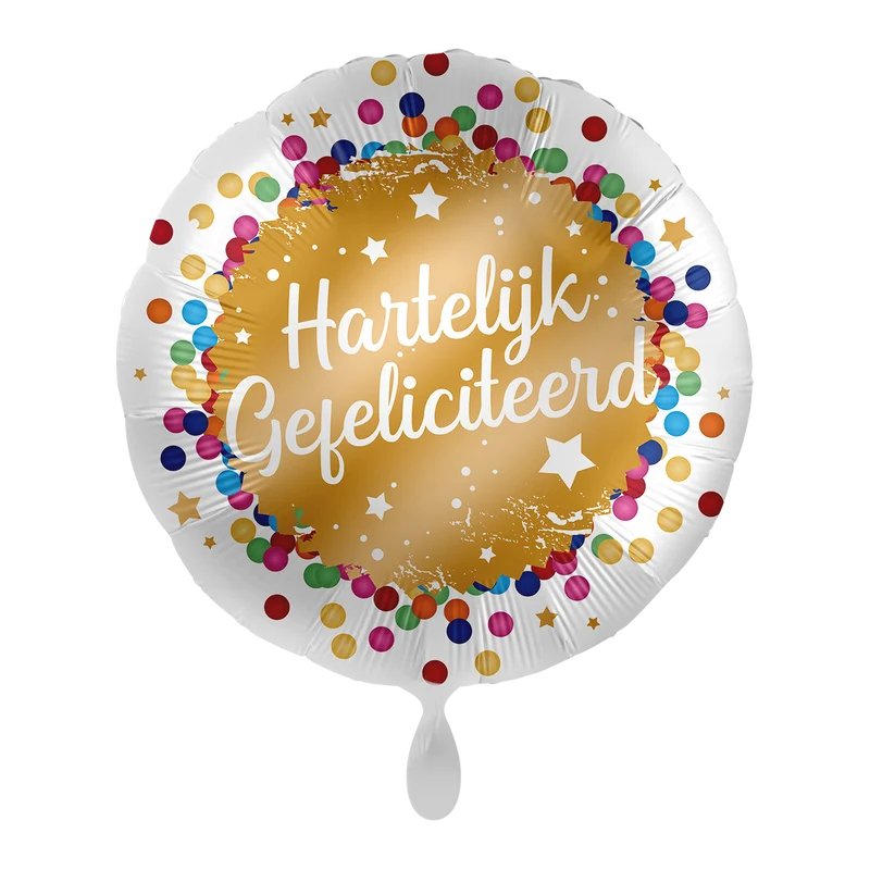 Folieballon Hartelijk Gefeliciteerd Goud