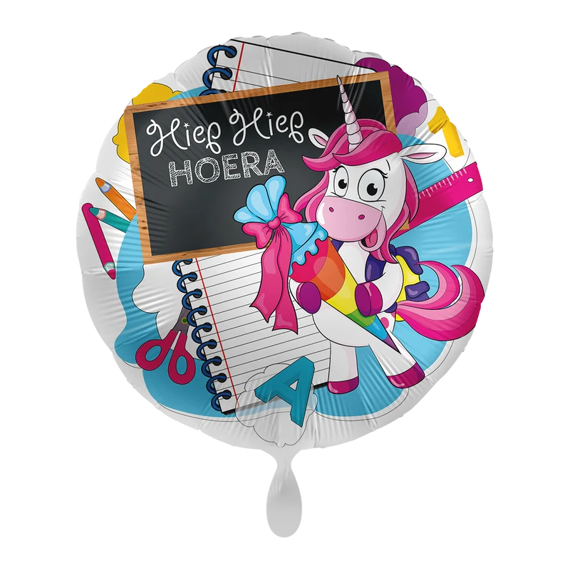 Folieballon Hiep Hiep Hoera Unicorn