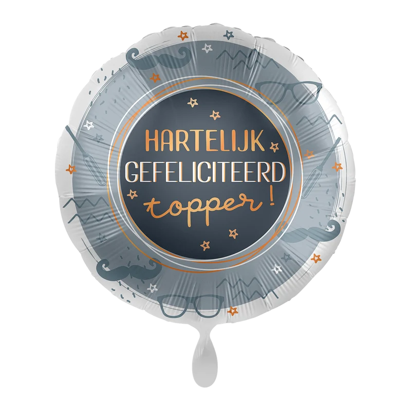Folieballon Hartelijk Gefeliciteerd Topper