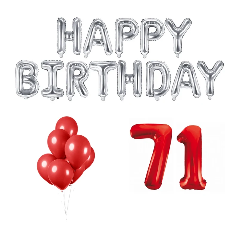 71 jaar Verjaardag Versiering Ballon Pakket rood & zilver