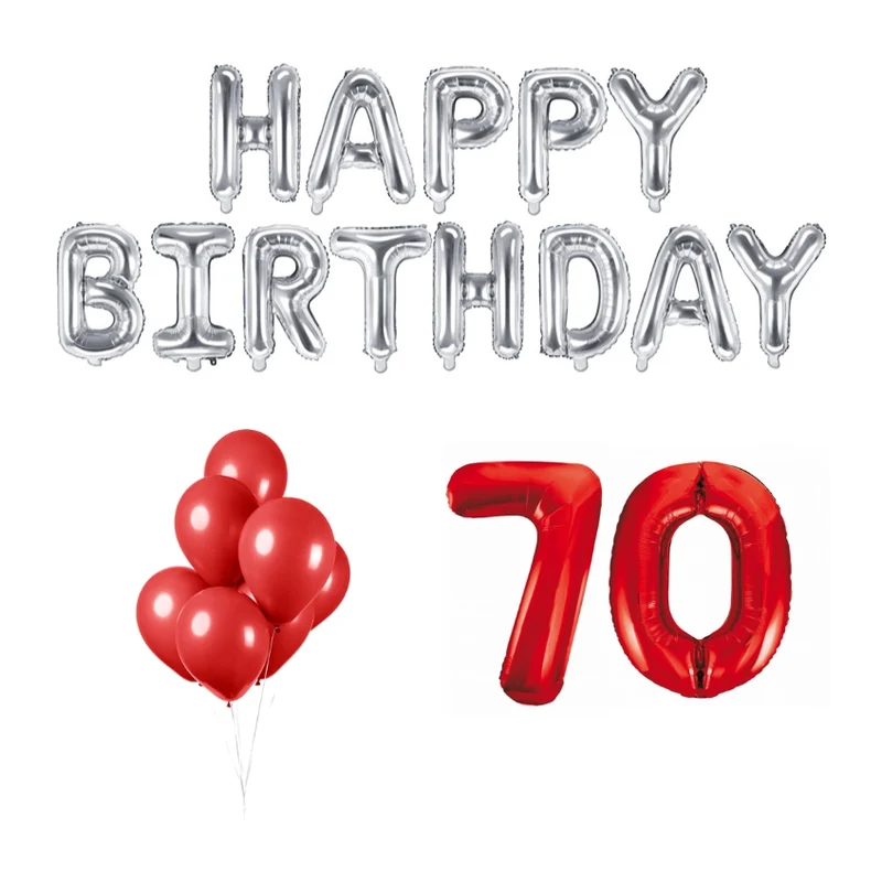 70 jaar Verjaardag Versiering Ballon Pakket rood & zilver