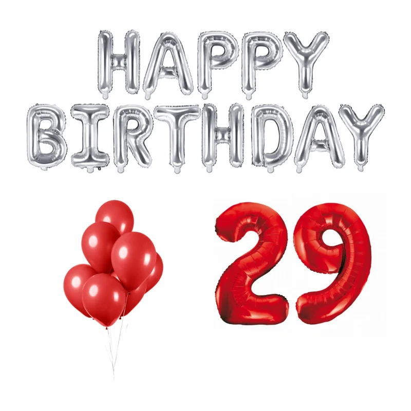 29 jaar Verjaardag Versiering Ballon Pakket rood & zilver