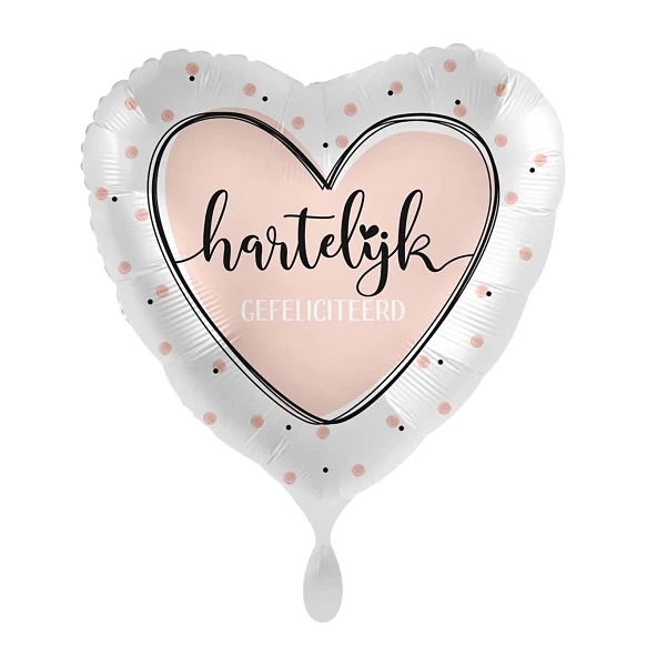 Folieballon Hartelijk Gefeliciteerd Hart Roze