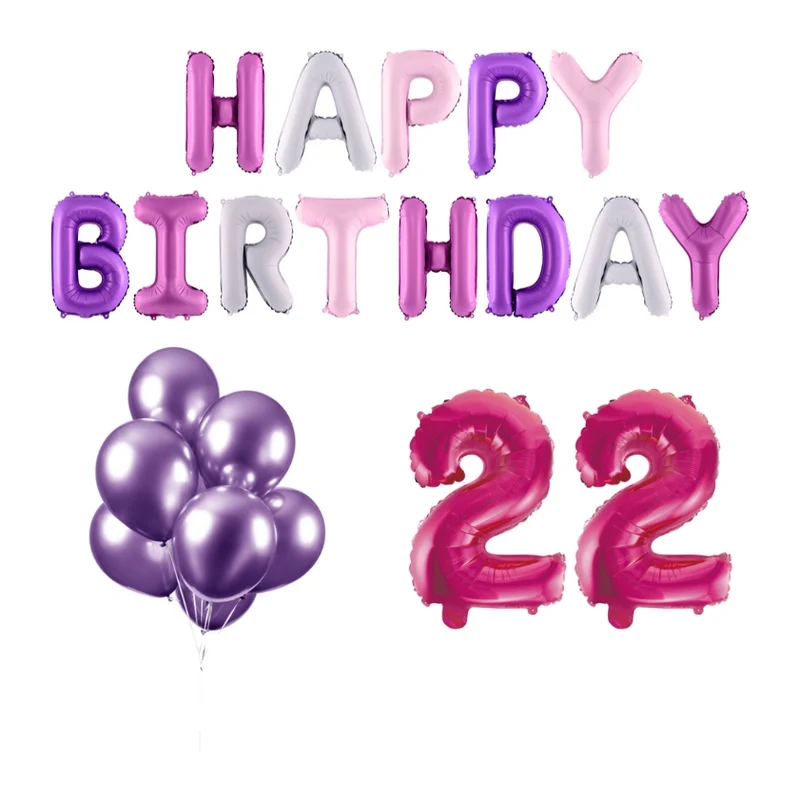22 jaar Verjaardag Versiering Ballon Pakket Pastel & Roze