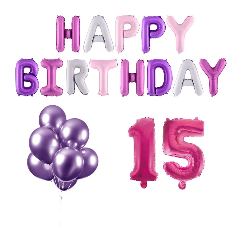 15 jaar Verjaardag Versiering Ballon Pakket Pastel & Roze
