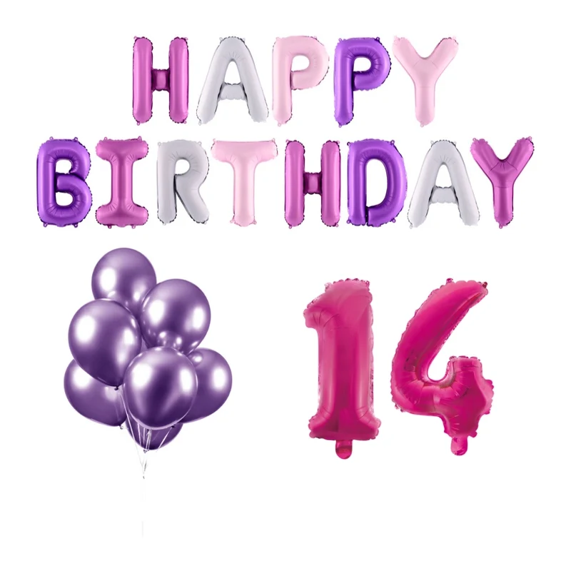 14 jaar Verjaardag Versiering Ballon Pakket Pastel & Roze